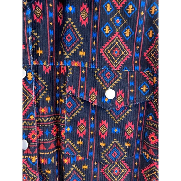 Savanna Jane Maisie Black Multi Colored Aztec Patterned Corduroy Jacket Size 1X - Picture 5 of 8